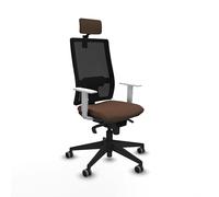 Piqueras y Crespo - Silla más cómoda para Ordenador Hornas, Oficina Confortable con Brazos Blancos, Mecanismo sincro 5 Posiciones, cabecero 2D y Apoyo Lumbar Regulable.