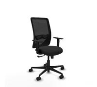 Piqueras y Crespo - Silla Negra Escritorio Zulema con Brazos 1D, Apoyo Lumbar Regulable en Altura. Equipado con Sincro 3 Posiciones y Espuma de Corte. con Ruedas 65Mm Nailon. Negro/Negro