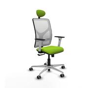 Piqueras y Crespo - Silla Office Motilla con Reposabrazos Blancos y Negros, Apoyo Lumbar Regulable en Altura y Cabecero Fijo. Equipado con Sincro 3 Posiciones. Blanco/Pistacho