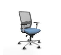 Piqueras y Crespo - Silla Oficina Azul Haches con Reposabrazos Blancos y Negros, Apoyo Lumbar Regulable en Altura. Equipado con Sincro 5 Posiciones y Espuma Inyectada. Gris/Azul Cielo