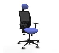 Piqueras y Crespo - Silla Oficina Azul Zulema con Brazos 1D, Apoyo Lumbar Regulable en Altura y Cabecero Fijo. Equipado con Sincro 3 Posiciones y Espuma de Corte. Negro/Azul Claro
