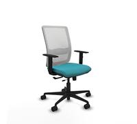 Piqueras y Crespo - Silla Oficina Haches con Brazos 1D, Apoyo Lumbar Regulable en Altura. Equipado con Sincro/Traslack y Espuma Inyectada. con Ruedas 65Mm Nailon. Blanco/Turquesa