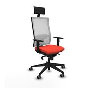 Piqueras y Crespo - Silla Oficina Muy cómoda Modelo Horna con Respaldo Regulable, Brazos 1D, cabecero Fijo y Apoyo Lumbar 1D, Mecanismo sincro 5 Posiciones.