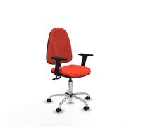 Piqueras y Crespo - Silla Oficina Naranja Algarra con Brazos 2D. Equipado con Contacto Permanente de Doble Maneta y Espuma de Corte. con Ruedas de Parqué. Naranja Oscuro