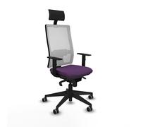 Piqueras y Crespo - Silla Oficina PC Modelo Horna con Brazos 1D, cabecero Fijo, Apoyo Lumbar 1D y Respaldo Regulable en Altura, Ideal para Postura y Estudio Musical.