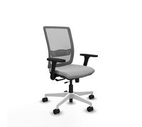 Piqueras y Crespo - Silla Oficina Respaldo Rejilla Haches con Brazos 3D, Apoyo Lumbar Regulable en Altura. Equipado con Sincro/Traslack y Espuma Inyectada. Gris/Gris Claro