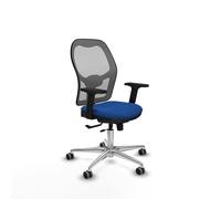 Piqueras y Crespo - Silla Oficina Respaldo Rejilla Jorquera con Brazos 2D, Apoyo Lumbar Regulable en Altura. Equipado con Sincro/Traslack y Espuma Inyectada. Gris/Azul