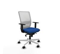 Piqueras y Crespo - Silla Oficinista Haches con Brazos 1D, Apoyo Lumbar Regulable en Altura. Equipado con Sincro 5 Posiciones y Espuma Inyectada. con Ruedas 65Mm Nailon. Blanco/Azul