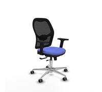 Piqueras y Crespo - Silla Oficinista Jorquera con Brazos 2D, Apoyo Lumbar Regulable en Altura. Equipado con Sincro/Traslack y Espuma Inyectada. con Ruedas 65 Mm Parqué. Negro/Azul Claro