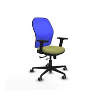 Piqueras y Crespo - Silla Oficinista Jorquera con Brazos 2D, Apoyo Lumbar Regulable en Altura. Equipado con Sincro/Traslack y Espuma Inyectada. con Ruedas 65 Mm Parqué. Azul/Verde Oliva