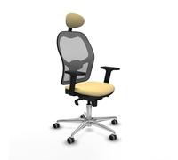 Piqueras y Crespo - Silla Oficinista Jorquera con Brazos 2D, Apoyo Lumbar Regulable en Altura y Cabecero Fijo. Equipado con Sincro 5 Posiciones y Espuma Inyectada. Gris/Crema