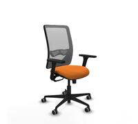 Piqueras y Crespo - Silla Oficinista Zulema con Brazos 3D, Apoyo Lumbar Regulable en Altura. Equipado con Sincro 3 Posiciones y Espuma de Corte. con Ruedas 65 Mm Parqué. Gris/Naranja