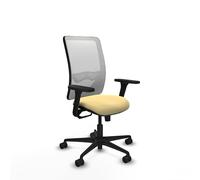 Piqueras y Crespo - Silla Oficinista Zulema con Brazos 3D, Apoyo Lumbar Regulable en Altura. Equipado con Sincro 3 Posiciones y Espuma de Corte. con Ruedas 65Mm Nailon. Blanco/Crema