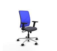 Piqueras y Crespo - Silla Ordenador Reclinable Motilla con Brazos 2D, Apoyo Lumbar Regulable en Altura. Equipado con Sincro 3 Posiciones y Espuma de Corte. Azul/Gris Oscuro