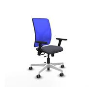 Piqueras y Crespo - Silla Ordenador Reclinable Motilla con Brazos 3D, Apoyo Lumbar Regulable en Altura. Equipado con Sincro/Traslack y Espuma de Corte. con Ruedas 65 Mm Parqué. Azul/Gris Oscuro