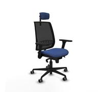 Piqueras y Crespo - Silla para Cabinas de Vigilancia y Control Alares con Brazos 3D, Apoyo Lumbar Regulable en Altura y Cabecero Regulable en Altura E Inclinación. Negro/Azul Marino