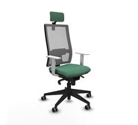 Piqueras y Crespo Silla para Estar de pie y Mesa de Dibujo técnico, Modelo Horna con Respaldo Regulable en Altura, cabecero 2D, Apoyo Lumbar 1D y Brazos Blancos en Color Atractivo