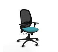 Piqueras y Crespo - Silla para Estudiar Oposiciones Cilanco con Brazos 3D, Apoyo Lumbar Regulable en Altura. Equipado con Sincro 3 Posiciones y Espuma de Corte. Negro/Turquesa