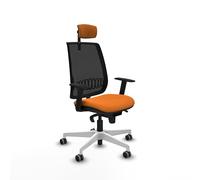 Piqueras y Crespo - Silla para Guardia Alares con Brazos 1D, Apoyo Lumbar Regulable en Altura y Cabecero Regulable en Altura E Inclinación. Equipado con Sincro 5 Posiciones. Negro/Naranja