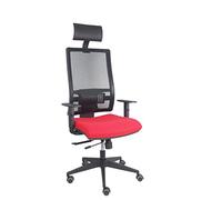 Piqueras y Crespo - Silla para Oficina roja Modelo Horna con Brazos 1D, Mecanismo Sincro/Traslack, cabecero Fijo, Apoyo Lumbar 1D y Respaldo Regulable en Altura.
