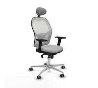 Piqueras y Crespo - Silla para Pc Jorquera con Brazos 2D, Apoyo Lumbar Regulable en Altura y Cabecero Fijo. Equipado con Sincro 5 Posiciones y Espuma Inyectada. Blanco/Gris Claro