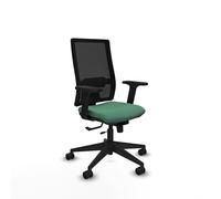 Piqueras y Crespo - Silla para Problemas de Espalda Horna con Brazos 2D, Apoyo Lumbar Regulable en Altura. Equipado con Sincro/Traslack y Espuma Inyectada. Negro/Verde Esmeralda