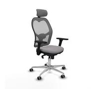 Piqueras y Crespo - Silla para Teletrabajo Jorquera con Brazos 3D, Apoyo Lumbar Regulable en Altura y Cabecero Regulable en Altura E Inclinación. Gris/Gris
