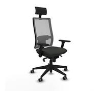 Piqueras y Crespo Silla para Trabajar cómoda Horna con cabecero Fijo, Apoyo Lumbar 1D, Respaldo Regulable en Altura, Brazos 3D y Mecanismo sincro 5 Posiciones, Ideal para Home Office