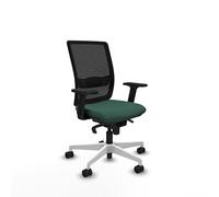 Piqueras y Crespo - Silla para Trabajar en Computadora Haches con Brazos 2D, Apoyo Lumbar Regulable en Altura. Equipado con Sincro 5 Posiciones y Espuma Inyectada. Negro/Verde Botella