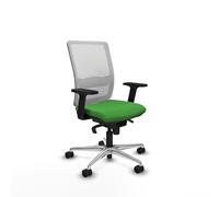 Piqueras y Crespo - Silla Pc Reclinable Haches con Brazos 2D, Apoyo Lumbar Regulable en Altura. Equipado con Sincro 5 Posiciones y Espuma Inyectada. con Ruedas 65Mm Nailon. Blanco/Verde
