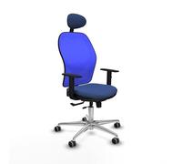 Piqueras y Crespo - Silla Pc Reclinable Jorquera con Brazos 1D, Apoyo Lumbar Regulable en Altura y Cabecero Fijo. Equipado con Sincro/Traslack y Espuma Inyectada. Azul/Azul Marino