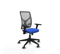 Piqueras y Crespo - Silla Pc Reclinable Motilla con Brazos 3D, Apoyo Lumbar Regulable en Altura. Equipado con Sincro 3 Posiciones y Espuma de Corte. con Ruedas 65 Mm Parqué. Gris/Azul