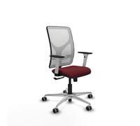Piqueras y Crespo - Silla Pc Reclinable Motilla con Reposabrazos Blancos y Negros, Apoyo Lumbar Regulable en Altura. Equipado con Sincro 3 Posiciones y Espuma de Corte. Blanco/Granate