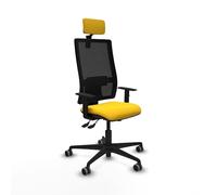 Piqueras y Crespo - Silla Reclinable Oficina Bormate con Brazos 1D, Apoyo Lumbar Regulable en Altura y Cabecero Regulable en Altura E Inclinación. Equipado con Asincro. Negro/Amarillo