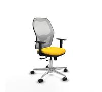 Piqueras y Crespo - Silla Reclinable para Oficina Jorquera con Brazos 1D, Apoyo Lumbar Regulable en Altura. Equipado con Sincro/Traslack y Espuma Inyectada. Blanco/Amarillo