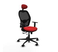 Piqueras y Crespo - Silla Reclinable para Oficina Jorquera con Brazos 1D, Apoyo Lumbar Regulable en Altura y Cabecero Fijo. Equipado con Sincro/Traslack y Espuma Inyectada. Negro/Rojo