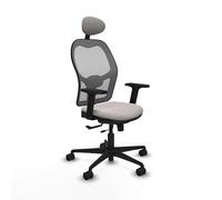Piqueras y Crespo - Silla Reclinable para Oficina Jorquera con Brazos 2D, Apoyo Lumbar Regulable en Altura y Cabecero Fijo. Equipado con Sincro/Traslack y Espuma Inyectada. Gris/Blanco