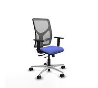 Piqueras y Crespo - Silla Reclinable para Oficina Motilla con Brazos 1D, Apoyo Lumbar Regulable en Altura. Equipado con Sincro/Traslack y Espuma de Corte. Gris/Azul Claro