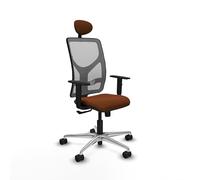 Piqueras y Crespo - Silla Reclinable para Oficina Motilla con Brazos 1D, Apoyo Lumbar Regulable en Altura y Cabecero Fijo. Equipado con Sincro 3 Posiciones y Espuma de Corte. Gris/Marrón