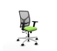 Piqueras y Crespo - Silla Reclinable para Oficina Motilla con Brazos 2D, Apoyo Lumbar Regulable en Altura. Equipado con Sincro/Traslack y Espuma de Corte. Gris/Pistacho