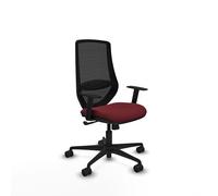 Piqueras y Crespo Silla Redonda Escritorio Mardos para Trabajo Oficina, cómoda y Acolchada, con Respaldo Fijo, Brazos 1D, Apoyo Lumbar 1D, Mecanismo sincro 4 Posiciones, hasta 120 Kg, 8 Horas de Uso