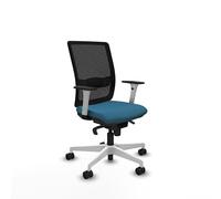 Piqueras y Crespo - Silla Respaldo Lumbar Haches con Reposabrazos Blancos y Negros. Equipado con Sincro 5 Posiciones y Espuma Inyectada. con Ruedas 65Mm Nailon. Negro/Verde petróleo