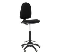 Piqueras y Crespo T04CP - Taburete ergonómico, regulable en altura, aro reposapiés y ruedas de parquet, color negro