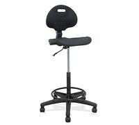 Paterna taburete Taburete de trabajo , giratorio. Asiento y respaldo de poliuretano inyectado Color negro (USO EXTREMO 24 HORAS)