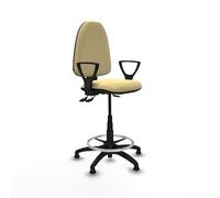 Piqueras y Crespo Taburete Alto de Oficina con Ruedas Aýna Taburete, Ideal para Escritorio y Trabajar de pie, con Respaldo Regulable en Altura y Brazos fijos, soporta hasta 100 Kg