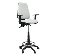 Piqueras y Crespo Taburete Elche ergonómico en Gris Claro con Respaldo Regulable en Altura, Brazos 1D, Mecanismo asincro, Ideal para 8 Horas de Uso y Peso máximo de 120 Kg