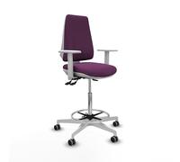 Piqueras y Crespo Taburete Elche: Ideal para Trabajo y Oficina, con Brazos Blancos, Mecanismo asincro, Respaldo Regulable en Altura y Capacidad de 120 Kg