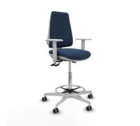 Piqueras y Crespo Taburete Elche: Ideal para tu Espacio de Trabajo con Respaldo Regulable en Altura, Brazos Blancos y Mecanismo asincro, soportando hasta 120 Kg
