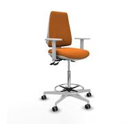 Piqueras y Crespo Taburete Elche: Ideal para tu Oficina con Respaldo Regulable en Altura, Brazos Blancos y Mecanismo asincro, soporta hasta 120 Kg