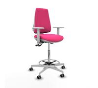 Piqueras y Crespo Taburete Elche: Taburete Oficina con Brazos Blancos, Respaldo Regulable en Altura y Mecanismo asincro, Ideal para Trabajo en Taller